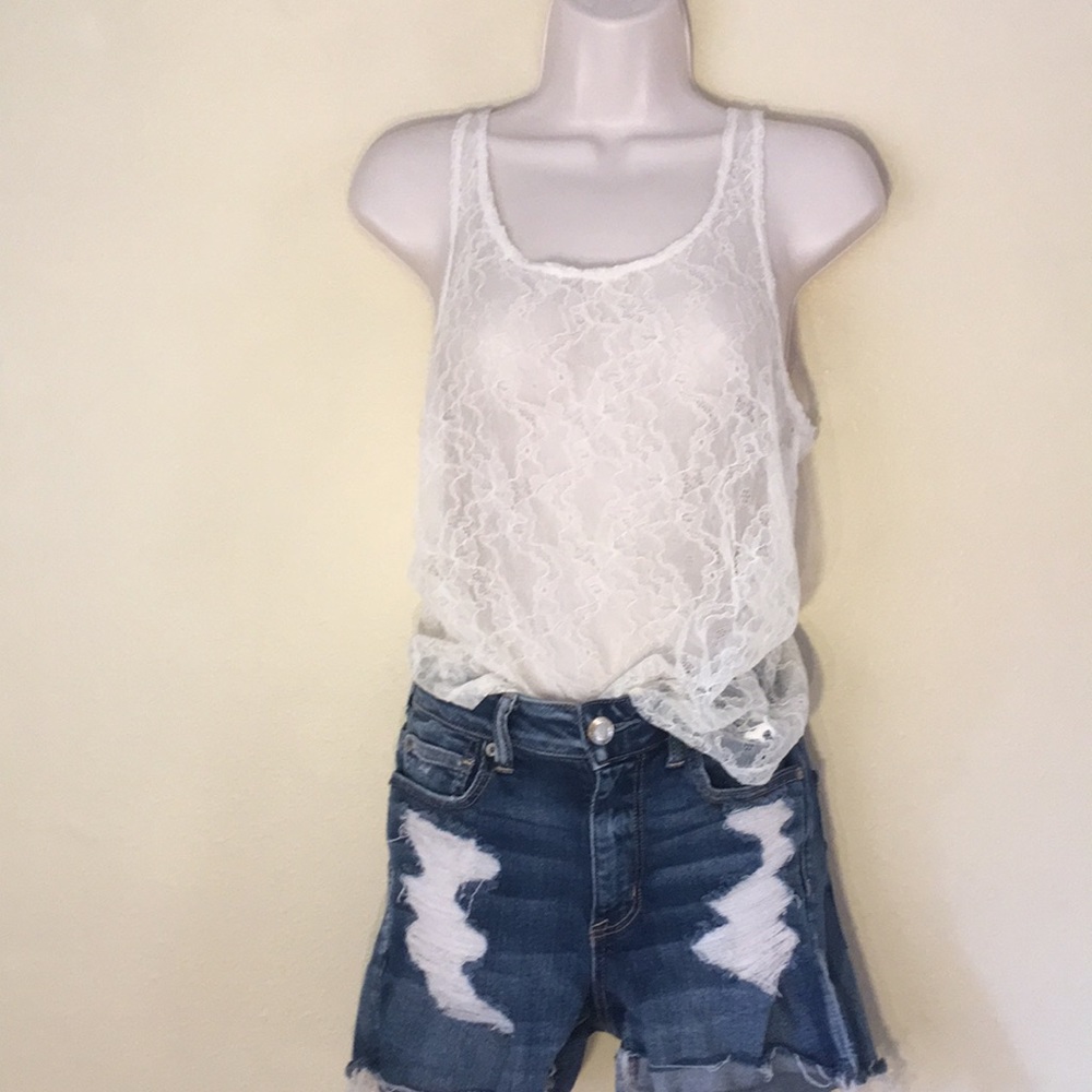 PINK cream colored lace tank top
